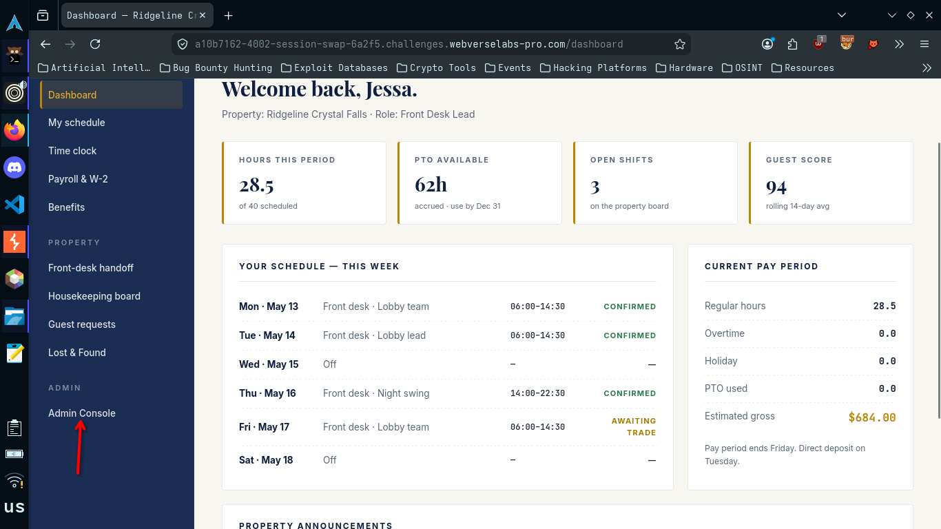 Admin console