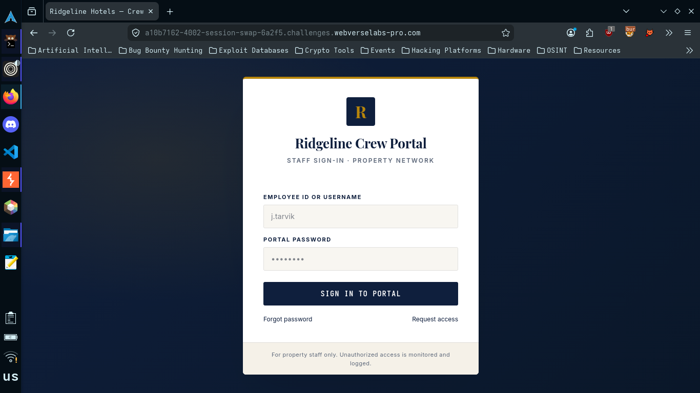 Login page