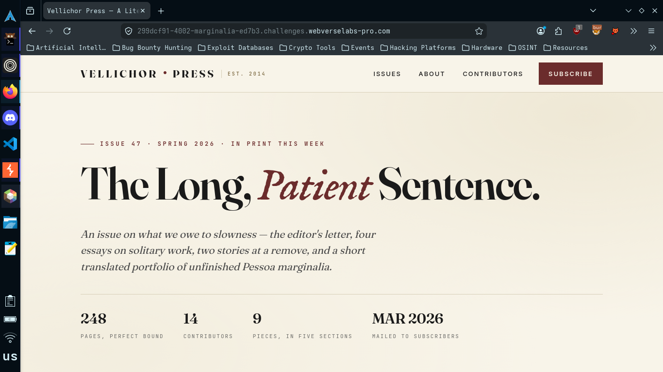 Vellichor Press landing page